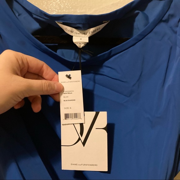 Diane Von Furstenberg Blue Twist Tie Waist Tank Dress 6 - Picture 5 of 5